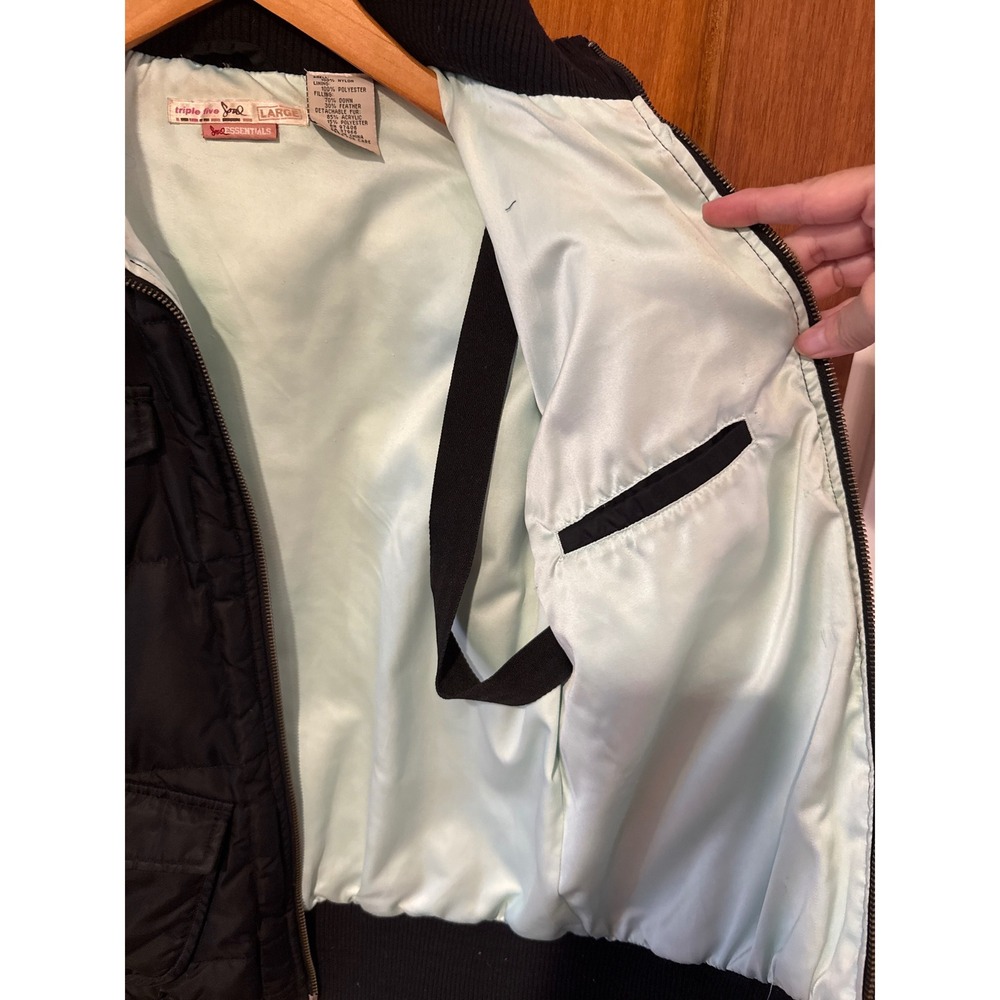 Triple Five 555 Soul puffer jacket‎ Large black vintage down Y2K skater - Picture 4 of 10